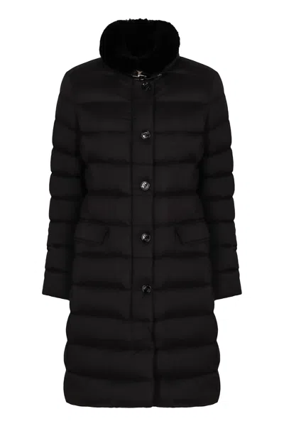 Moorer Vetiver Long Down Jacket In Black