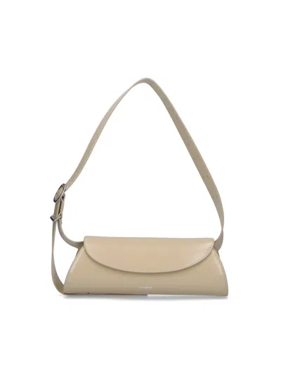 Jil Sander Small Cream Leather Shoulder Bag With Adjustable Strap In Multi
