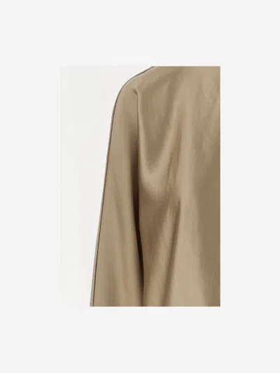 Giorgio Armani Golden Shiny Effect Silk Top In Brown