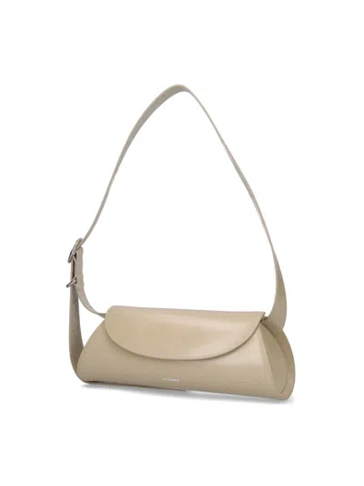 Jil Sander Small Cream Leather Shoulder Bag With Adjustable Strap In Multi