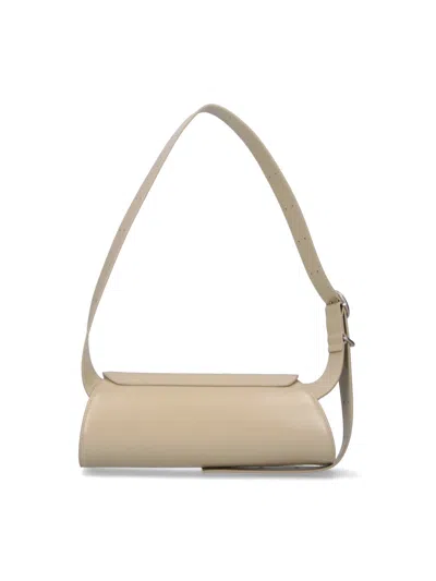 Jil Sander Small Cream Leather Shoulder Bag With Adjustable Strap In Multi