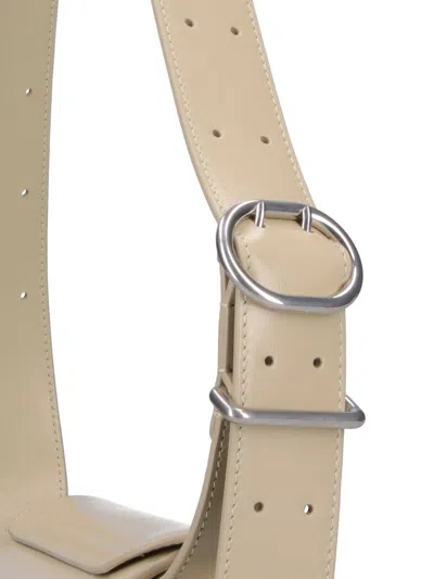 Jil Sander Small Cream Leather Shoulder Bag With Adjustable Strap In Multi
