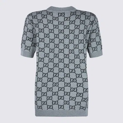 Gucci Grey Reversible Crewneck Sweater With Ribbed Trims In Gg Wool Jacquard Woman In Gray
