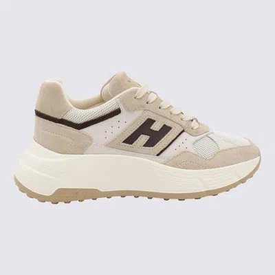 Hogan Hi-fi Suede And Mesh Sneakers In Neutral