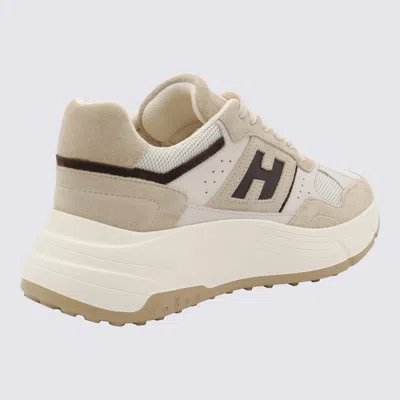 Hogan Hi-fi Suede And Mesh Sneakers In Neutral