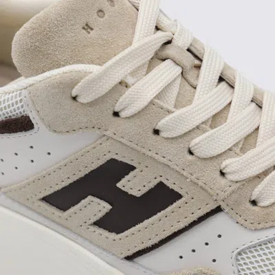 Hogan Hi-fi Suede And Mesh Sneakers In Neutral