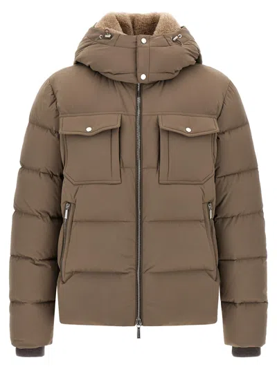 Moorer Cappuccino Nylon Blend Alarick Down Jacket In Brown
