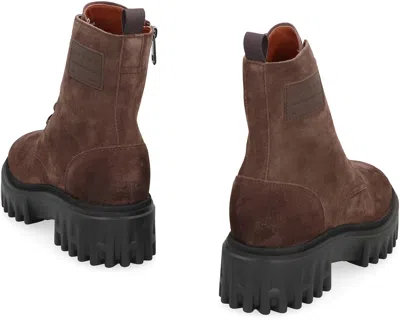 Hogan Combat Boots With Round Toeline And Chunky Sole In Brown