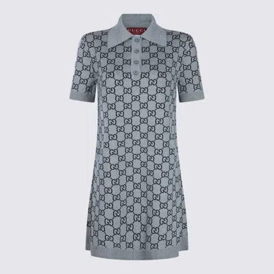 Gucci Gg Wool Dress With Ribbed Profiles In Multi