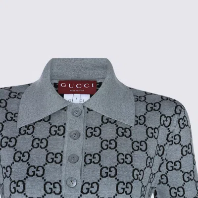 Gucci Gg Wool Dress With Ribbed Profiles In Multi