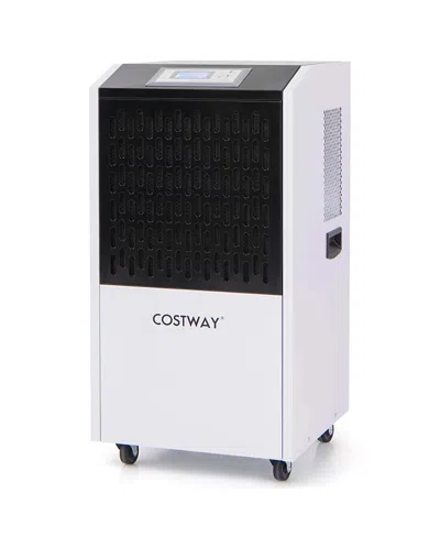 Costway 250 Pints Commercial Dehumidifier Industrial Heavy Duty Dehumidifier With Drain Hose In White