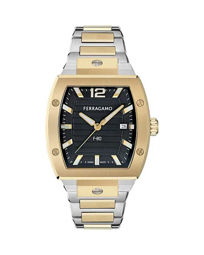 Ferragamo F80 Tonneau 3h Watch In Gold