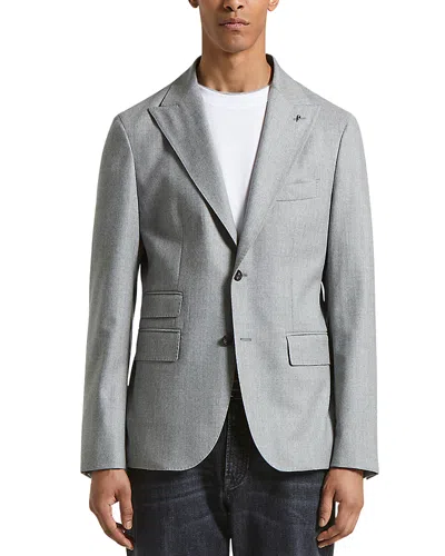 Peserico Solid Regular Fit Peak Lapel Sport Coat In Silver