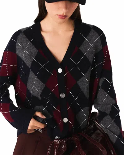 Maje Margayle Wool Rhinestone Cardigan In Black