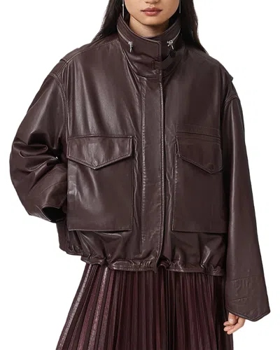 Allsaints Clay Leather Jacket In Burgundy