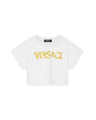 Versace Logo-print Cropped T-shirt In White