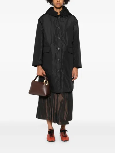 Rosso 35 Hooded Button Coat In Black