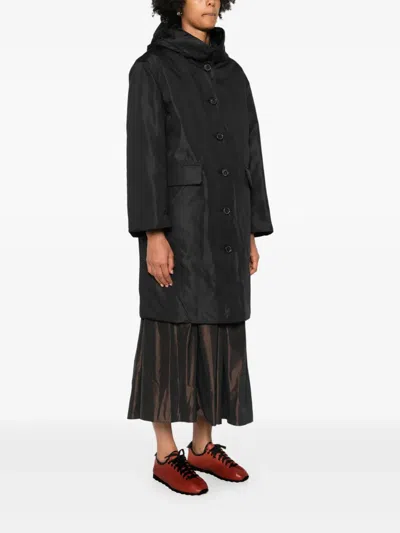 Rosso 35 Hooded Button Coat In Black
