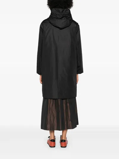 Rosso 35 Hooded Button Coat In Black