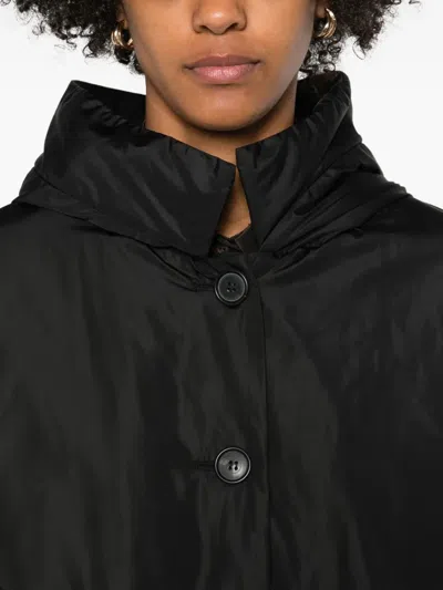 Rosso 35 Hooded Button Coat In Black