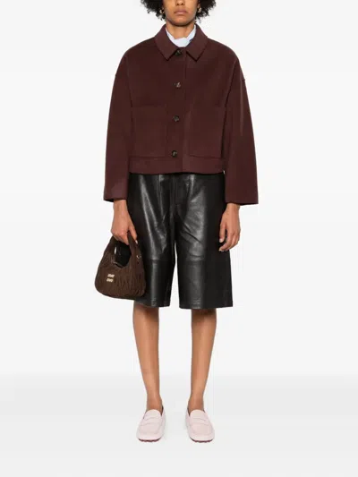 Rosso 35 Buttoned Patch-pocket Jacket In Burgundy