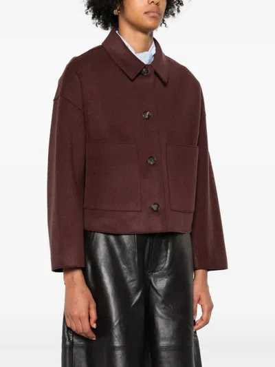 Rosso 35 Buttoned Patch-pocket Jacket In Burgundy