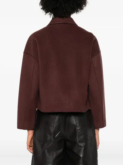 Rosso 35 Buttoned Patch-pocket Jacket In Burgundy