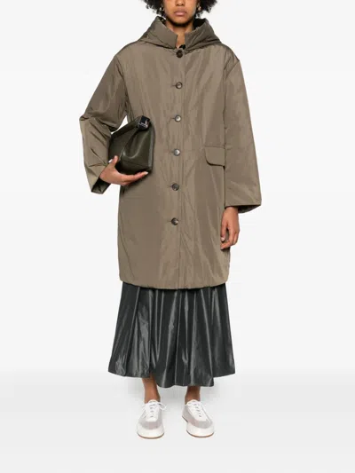 Rosso 35 Hooded Button Coat In Brown