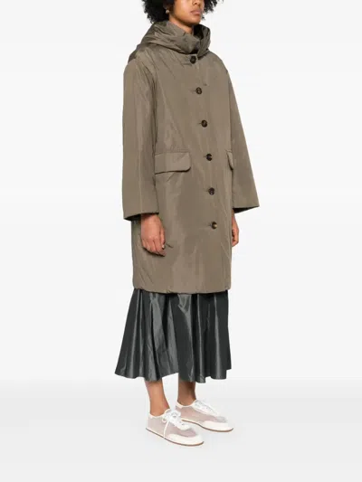 Rosso 35 Hooded Button Coat In Brown