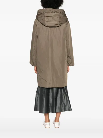 Rosso 35 Hooded Button Coat In Brown