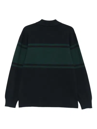 Wood Wood Striped Polo Shirt In Green