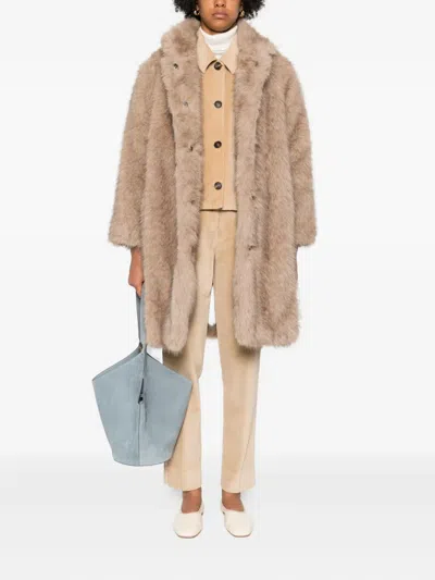 Rosso 35 Faux-fur Coat In Brown