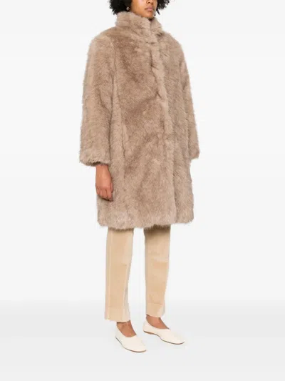 Rosso 35 Faux-fur Coat In Brown