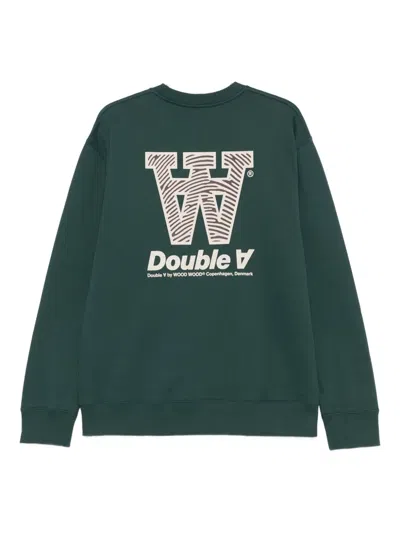 Wood Wood Wwjames Logo Sweatshirt In Green