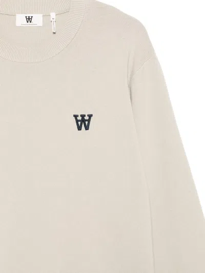 Wood Wood Wwcurt Logo-embroidered Crew-neck Sweater In Neutral
