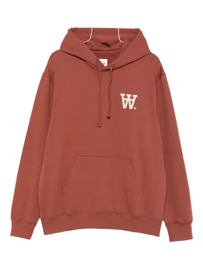 Wood Wood Wwcass Aa Logo-print Hoodie In Brown