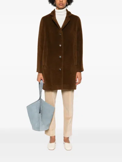 Rosso 35 Button-fastening Coat In Brown