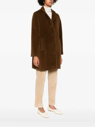 Rosso 35 Button-fastening Coat In Brown