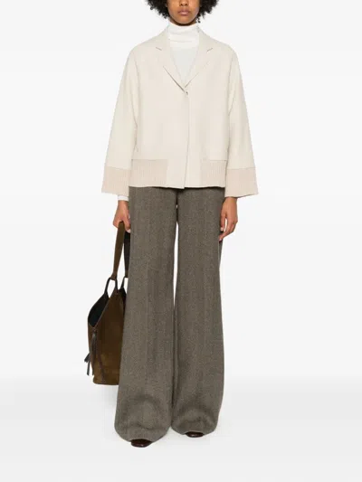 Rosso 35 Ribbed-cuff Button Jacket In Neutral