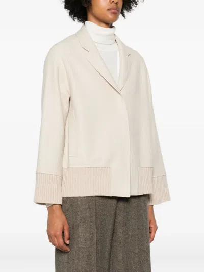 Rosso 35 Ribbed-cuff Button Jacket In Neutral
