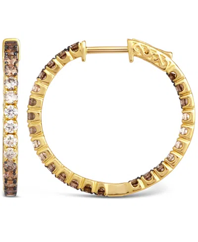 Le Vian Chocolate Ombre Diamond In & Out Small Hoop Earrings (2 Ct. T.w.) In 14k Gold, 1" In Gold