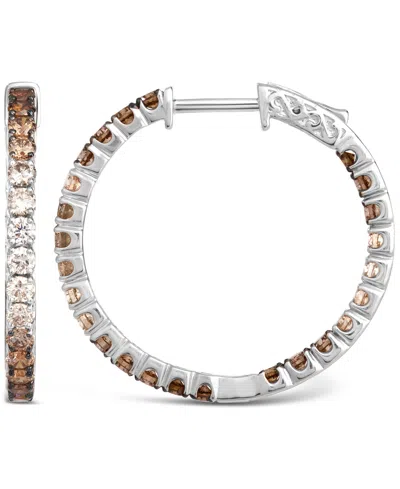Le Vian Chocolate Ombre Diamond In & Out Small Hoop Earrings (2 Ct. T.w.) In 14k Gold, 1" In Gold