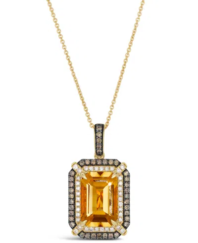 Le Vian Deep Sea Blue Topaz (3-9/10 Ct. T.w.), Chocolate Diamond (1/4 Ct. T.w.) And Nude Diamond (1/5 Ct. T. In Gold