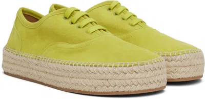 Jw Anderson Suede Lace-front Platform Espadrilles In Yellow