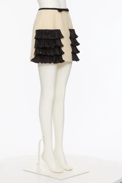 Valentino Ruffled Taffeta-trimmed Wool-blend Tweed Mini Skirt In Black