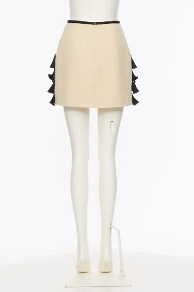 Valentino Ruffled Taffeta-trimmed Wool-blend Tweed Mini Skirt In Black