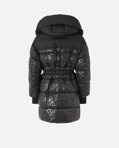 Pinko Technical Canvas Down Jacket With Logo Print In Black