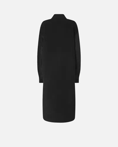 Pinko Long Bomber Coat In Wool And Nylon In Black