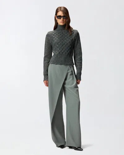 Pinko Knit Turtleneck With Cable Stitch In Gray