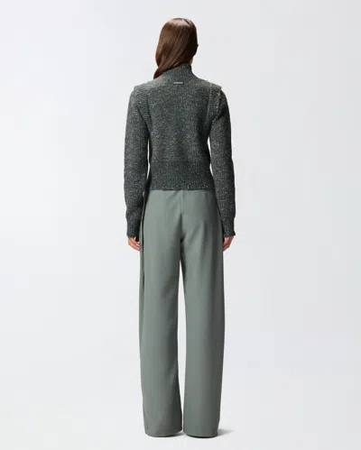 Pinko Knit Turtleneck With Cable Stitch In Gray